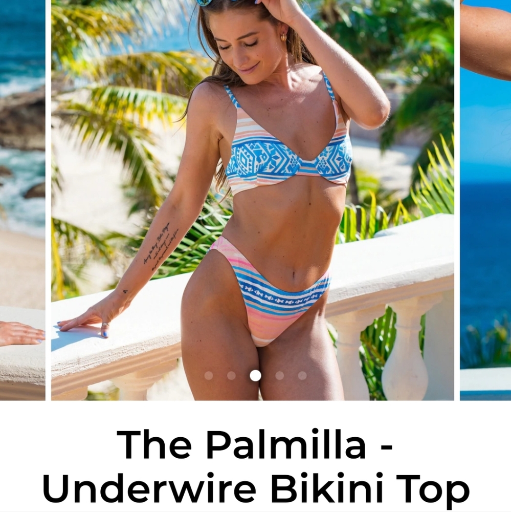 Palmilla Underwire Bikini Top and High Waist Bottom set.